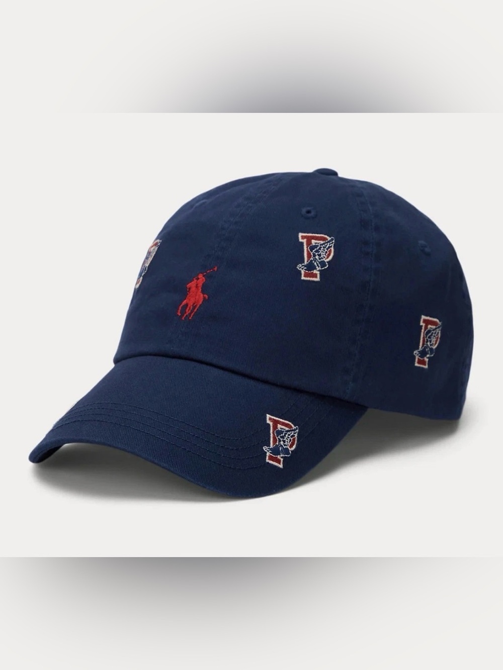 POLO RALPH LAUREN MEN'S P-WING ALL OVER LOGO TWILL CAP NAVY#710982605001-NWT